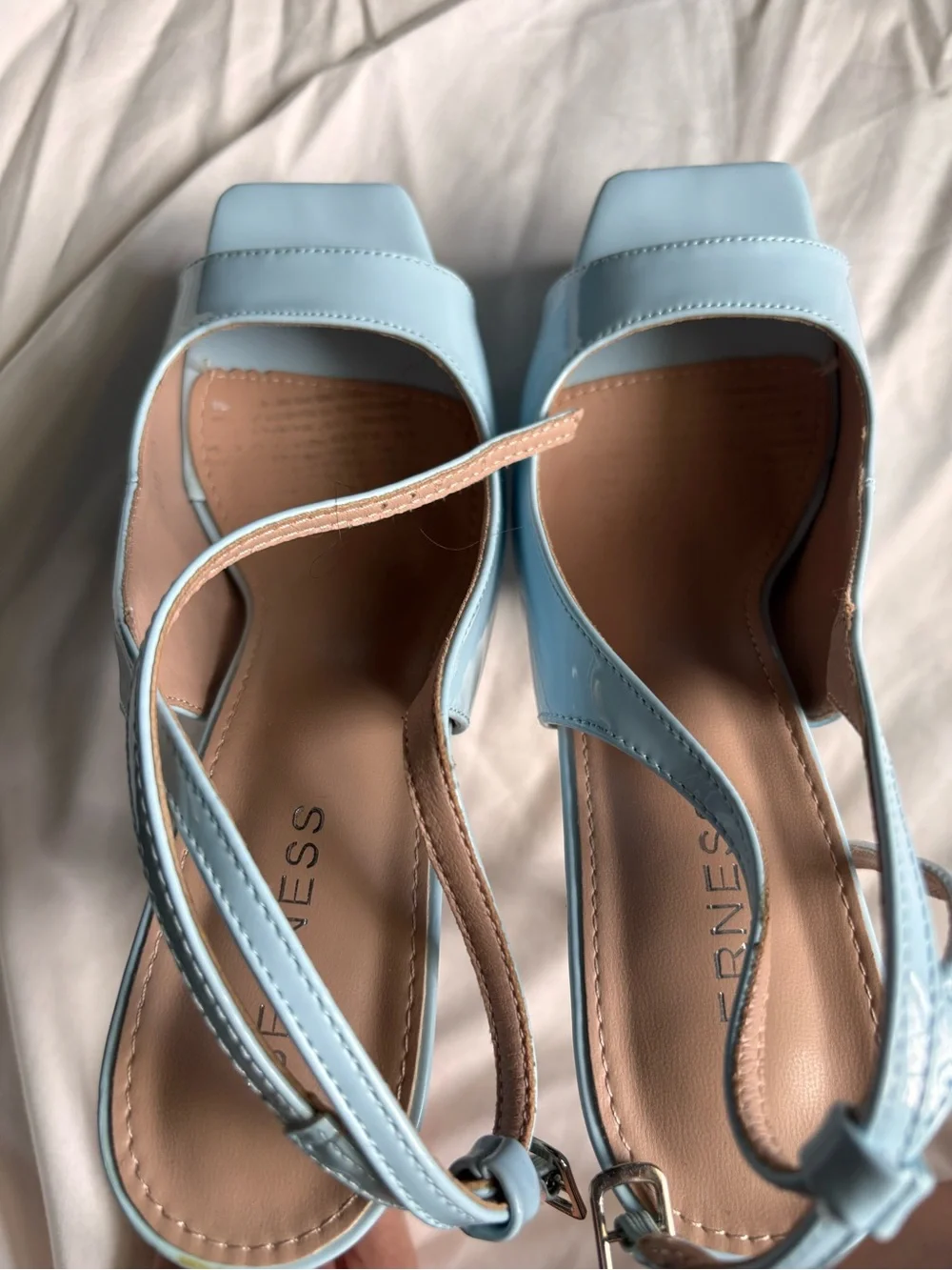 WELL WORN Women’s Light Blue High Platform Stiletto Sandals with Ankle Strap
